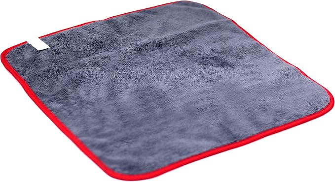 Maxshine Universal 600GSM Gray Ultimate Crazy Microfiber Towel with Red Silk Border (40×40cm), 3PCS/Pack – Great for Fast Car Washing and Drying, Scratch Free, Long Service Life
