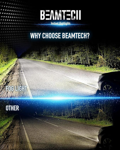 BEAMTECH 9005 9006 Bulbs, Fanless In Line Fog Light Bulb 6500K Xenon White, Pack of 4