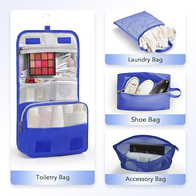 OlarHike 10-Pack Compression Packing Cubes for Travel Essentials,Compressible Expandable Packing Cubes for Suitcase,Luggage Garment Bags for Travel,Handy Helper for Organizing Clothes(Klein Blue)