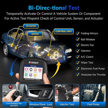OBD2 Diagnostic Tool for BMW, SC530 Pro Full System Scanner with Active Test 20+ Special Functions, Include Battery Registration, ABS Bleeding, SRS EPB Oil Light Injector Reset Service
