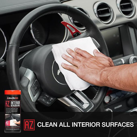 Suds Lab Car Wipes Interior Cleaning Bundle - Pack of 4 All-Purpose Cleaner Protectant, Leather Cleaner, and Glass Cleaner Automotive Care, 160 Wipes