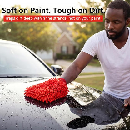 Car Wash Mitt,Detailing Ultra-Soft Chenille Microfiber Auto Gloves,Scratch-Free&Lint-Free,Safe for Trucks,SUVs, RVs&More