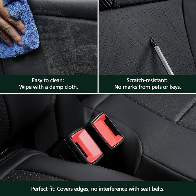 for Ford F150 Seat Covers 2015-2023 2024 2025 2026 (Only Rear Seat Covers), Leather Truck Seat Covers Custom Fit for F-150 XL XLT (Only SuperCrew/Crew Cab), Waterproof Car Accessories, Black