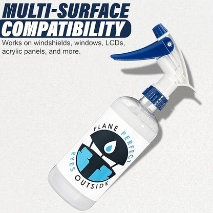 Plane Perfect Eyes Outside Windshield Cleaner - Aviation & Multi Surface Glass, Plastic, Plexiglass - Streak Free, Non Abrasive, Reduces Fog, UV Safe for Airplanes, Cars, Boats & LCD Screens | 128 Oz