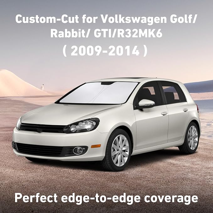 EcoNour Windshield Sunshade Compatible for Volkswagen VW Golf/Rabbit/GTI / R32 MK6 2009-2012 2013 2014, Sun Visor for Front Windshield & Window Sun Shade Cover, UV Heat Protector, Car Accessories