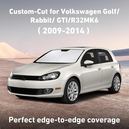 EcoNour Windshield Sunshade Compatible for Volkswagen VW Golf/Rabbit/GTI / R32 MK6 2009-2012 2013 2014, Sun Visor for Front Windshield & Window Sun Shade Cover, UV Heat Protector, Car Accessories