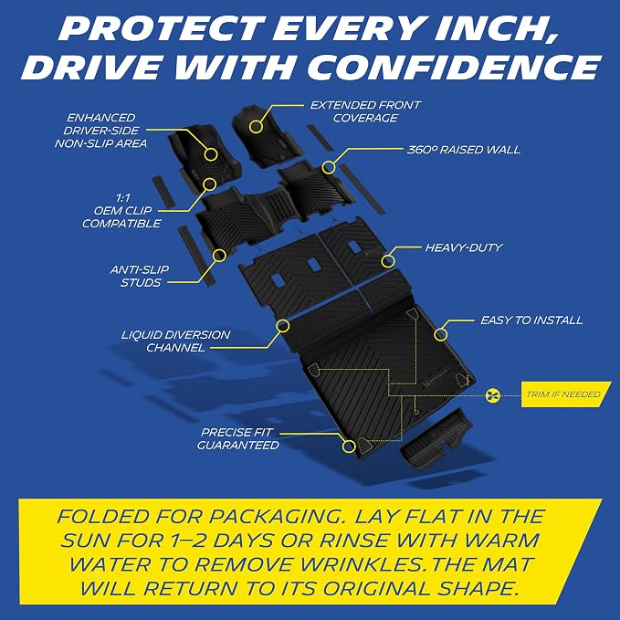 Michelin Vehicle Mats, All-Weather TPE Custom Fit Liner for 2021-2026 Ford Bronco 4-Door(11 Piece), Premier