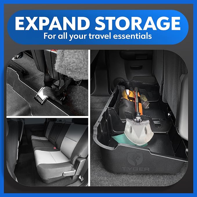 Tyger Auto Rear Under Seat Storage Box Compatible with 2007-2013 Chevy Silverado/GMC Sierra 1500; 2007-2014 Silverado/Sierra 2500 3500 | Crew Cab | Custom-Fit Cargo Organizer Console | TG-CB5C8898