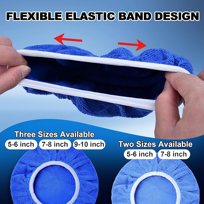 15 PCS Car Polisher Pad Bonnet 5 to 6 Inch, Car Polishing Bonnet Buffing Pads, Lamb Fleece Buffing Pad Cover, 10*Microfiber 5*Woollen