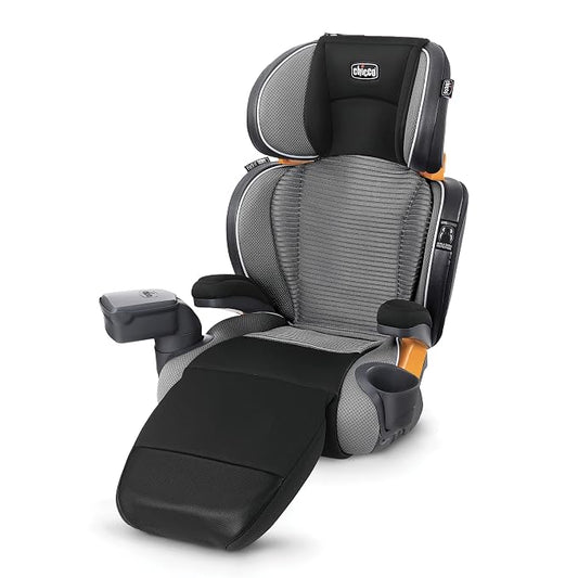 Chicco KidFit Zip Air Plus 2-in-1 Belt Positioning Booster Car Seat, Backless and High Back Booster Seat, for Children Aged 4 Years and Up and 40-100 lbs, Q Collection/Black/Grey