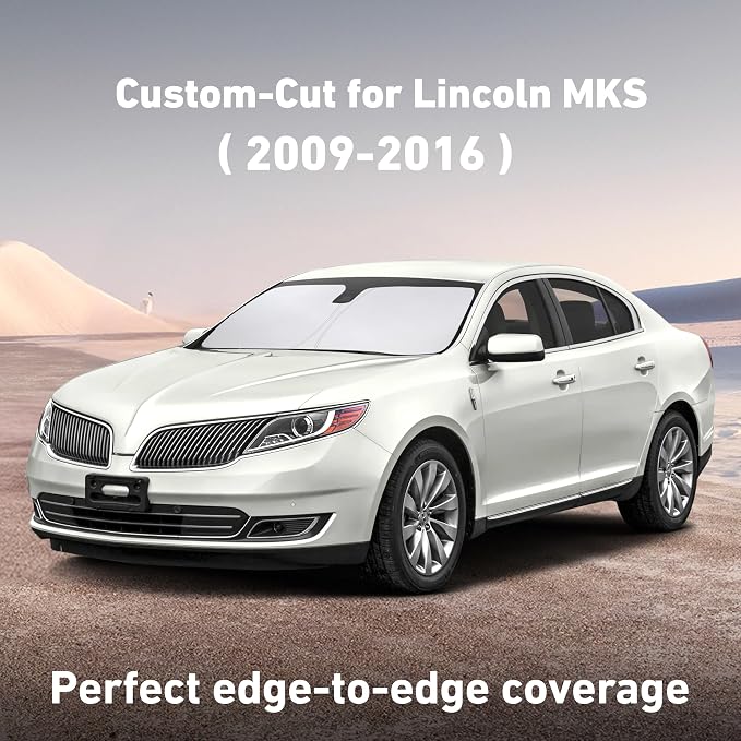 EcoNour Windshield Sunshade Compatible for Lincoln MKS 2009-2014 2015 2016, Sun Visor for Front Windshield & Window Sun Shade Cover, UV Heat Blocker & Protector, Car Accessories