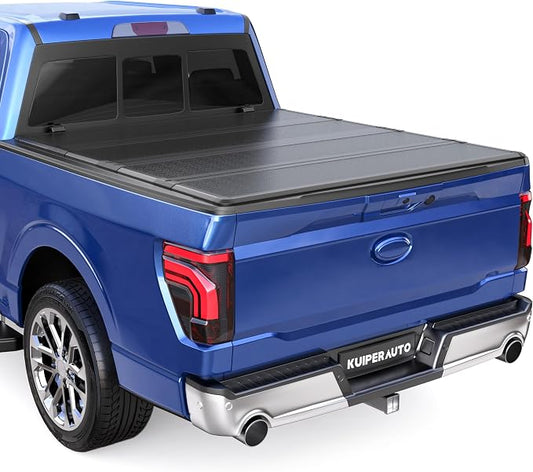 KUIPERAUTO 5.5FT Quad Hard Truck Bed Tonneau Cover Fiberglass Compatible for Ford F150 F-150 2015-2025 Styleside Bed (Not for Flareside) 66Inch