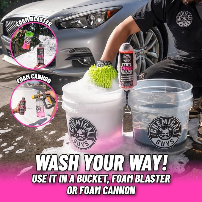 Chemical Guys Mr. Pink Car Wash Soap - 128 oz Super Suds Foaming Car Wash Soap for Cannon, Blaster, or Bucket Washing - pH Balanced, Safe on Wax, Sealant, Ceramic, and Clear Coat Finishes
