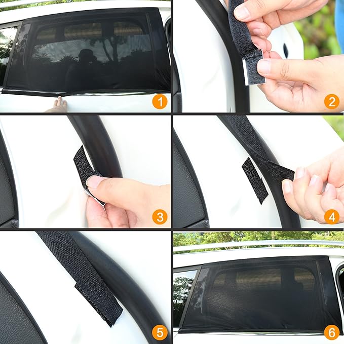 2Pack Mesh Car Window Cover 34" to 43", Window Screen Side Window Car Sun Shade for Camping Overnight Sleeping Baby Feeding, Fit for Most SUVs