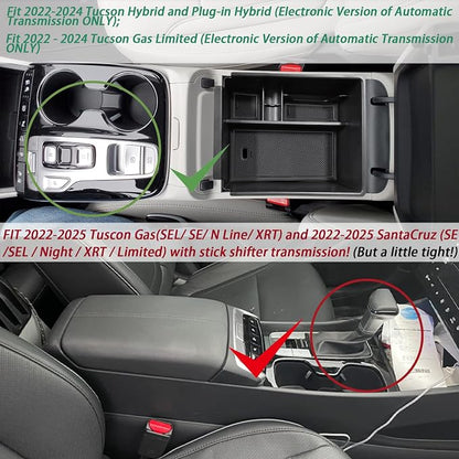 HGWEI Center Console Organizer Compatible with 2022-2024 Hyundai Tucson & Santa Cruz 2022-2025 Interior Accessories Armrest Storage Box Insert Tray (Not for 2025 Limited/Hybrid/Plug-in Hybrid) White