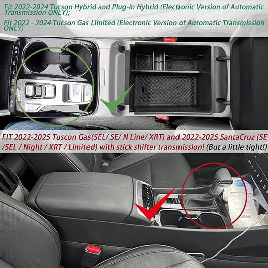HGWEI Center Console Organizer Compatible with 2022-2024 Hyundai Tucson & Santa Cruz 2022-2025 Interior Accessories Armrest Storage Box Insert Tray (Not for 2025 Limited/Hybrid/Plug-in Hybrid) White