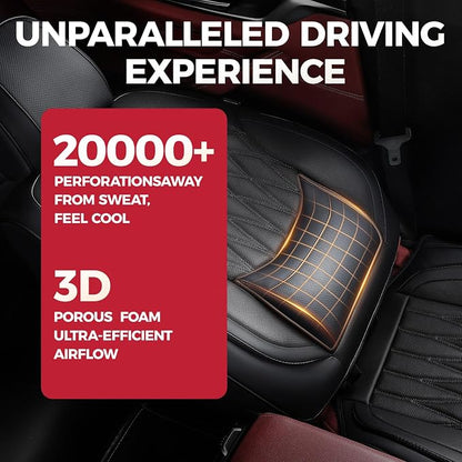 FREESOO Black Car Seat Covers Full Set - Faux Nappa Leather Seat Covers for Cars, Ultra Breathable Waterproof Front Seats Protector with Lumbar Support, Universal Fit for Automotive Sedan SUVs Pickups