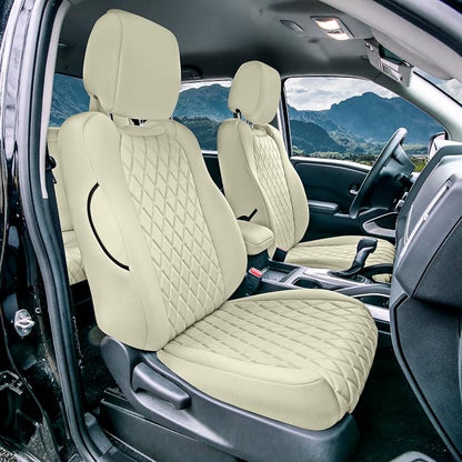 FH Group Custom Fit Car Seat Covers Specifically Made for 2022-2026 Nissan Frontier, Front Set Solid Beige Ultraflex Neoprene Waterproof Automotive Seat Covers for Pickup Truck, Nissan Accessories