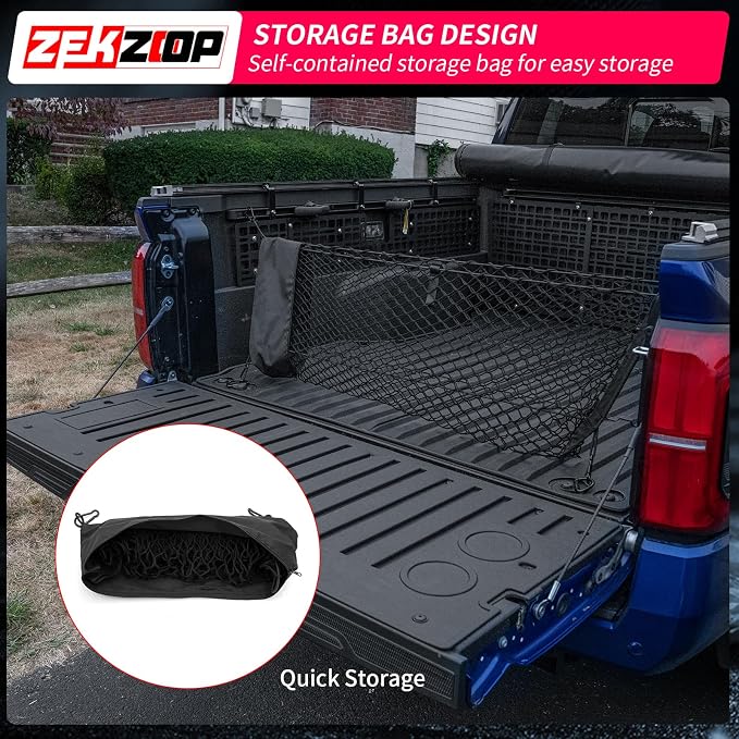Cargo Net Compatible with 2024 2025 2026 Toyota Tacoma Envelope Style Truck Storage Net Dense Mesh with Free Storage Bags for 2025 Tacoma Exterior Accessories (4.1'×1.5')