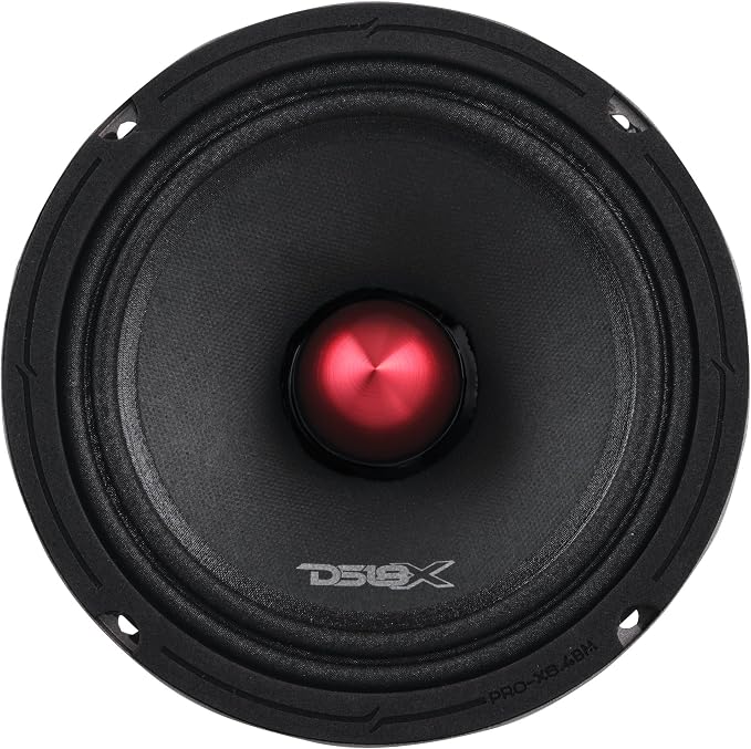 DS18 PRO-X6.4BM Loudspeaker - 6.5", Midrange, Red Aluminum Bullet, 500W Max, 250W RMS, 4 Ohms - Premium Quality Audio Door Speakers for Car or Truck Stereo Sound System (1 Speaker)