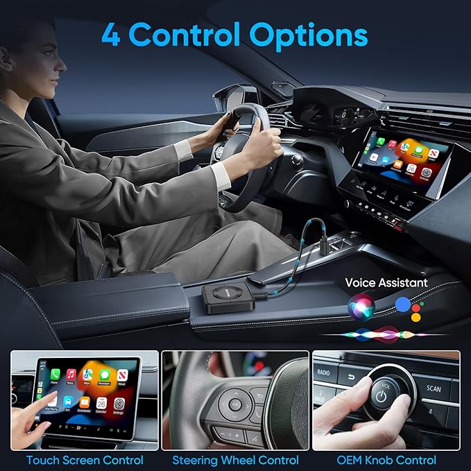 Upgraded Wireless CarPlay Adapter, 3-in-1 Wireless Carplay & Android Auto& Video Adapter, Support Netflix YouTube Support TF Card, Plug & Play, USB Type C, USB Type A Compatible with iPhone & Android