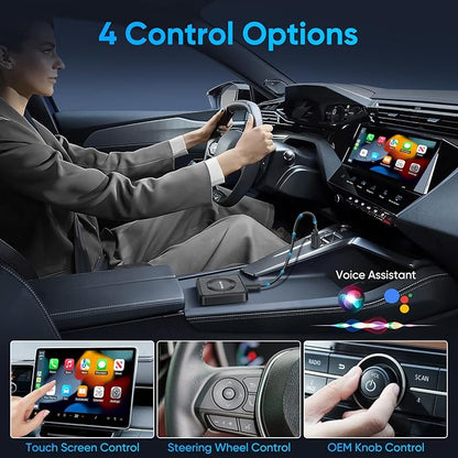 Upgraded Wireless CarPlay Adapter, 3-in-1 Wireless Carplay & Android Auto& Video Adapter, Support Netflix YouTube Support TF Card, Plug & Play, USB Type C, USB Type A Compatible with iPhone & Android