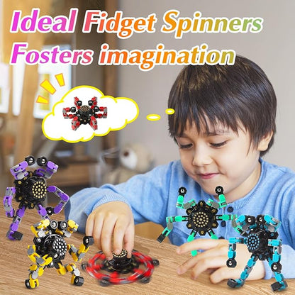Gokeey 5 Pcs Transformable Fidget Spinners Toys for Kids and Adults, Stress Relief Sensory Toys for Boys and Girls Fingertip Gyros for ADHD Autism Quiet Airplane Travel Toys Essentials Party Favors