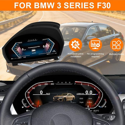 Digital Cluster for BMW F30 F36 2013-2020，12.3 inch Linux System Original Modern Car Odometer Information Head up Display Electronic Gauge Speedometer Instrument Dashboard Screen
