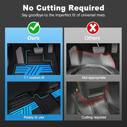 Floor Mats Fit for 2023-2027 Honda HRV Sport/LX/EX-L (Gasoline & Hybrid) & for Acura ADX 2025-2026, Custom Fit All Weather Protection Heavy Duty Anti-Slip Car Mats for HR-V, 1st & 2nd Row Black & Blue