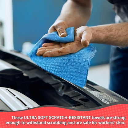 Shop Towels, 100 Pack Microfiber Towels for Cars, Microfiber Cleaning Cloths, Bulk Multipurpose Lint-Free Cleaning Rag for Mechanic Automotive Garage Office, 11.5"*11.5" Blue