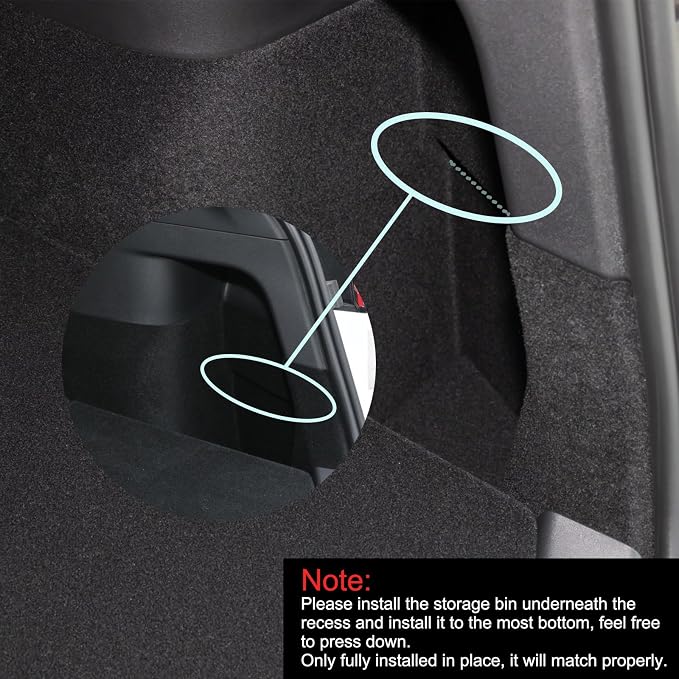 LUCKEASY 2PCS Trunk Storage Bins for Tesla Model Y 2022-2024 Gigafactory | Not Fit Juniper 2025+, Not Fit Fremont Builds, Trunk Organizer With Lids, Trash Cans, Car Accessories, TPE, Black