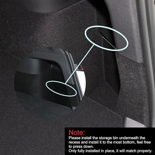 LUCKEASY 2PCS Trunk Storage Bins for Tesla Model Y 2022-2024 Gigafactory | Not Fit Juniper 2025+, Not Fit Fremont Builds, Trunk Organizer With Lids, Trash Cans, Car Accessories, TPE, Black