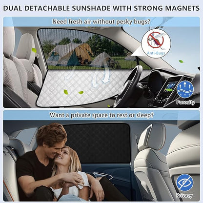 ZATOOTO Side Window Shade Cover for Toyota 4Runner 2017-Now, Double Layer Window Sunshade with Breathable Mesh Screen and Reversible Design Blackout Privacy Shade & UV Protection for Sleeping Camping