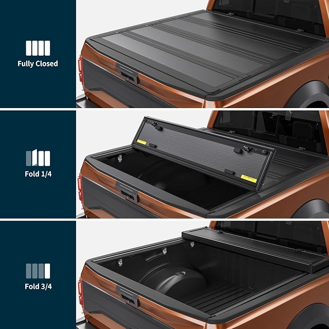 OEDRO Hard Quad-Fold Low-Profile Tonneau Cover Fit for Chevy Silverado/GMC Sierra 2500HD 3500HD 2020-2026 with 6.9ft Bed Without Multi-Flex Tailgate
