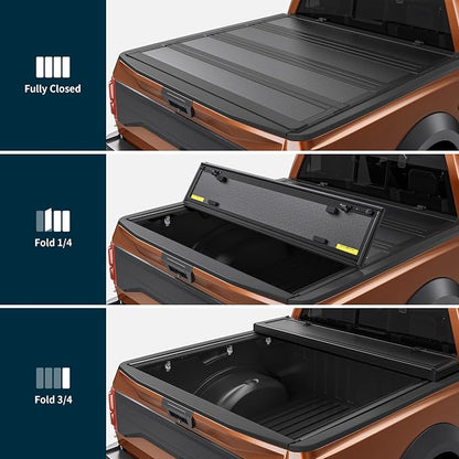 OEDRO Hard Quad-Fold Low-Profile Tonneau Cover Fit for Chevy Silverado/GMC Sierra 2500HD 3500HD 2020-2026 with 6.9ft Bed Without Multi-Flex Tailgate