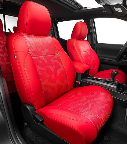 Car Seat Covers Fit for Toyota Tacoma 2016-2023,Full Coverage Faux Leather Car Seat Covers Full Set,Custom Waterproof Breathable Car Seat Protector Front Seat and Back Seat Covers for Cars(Red)