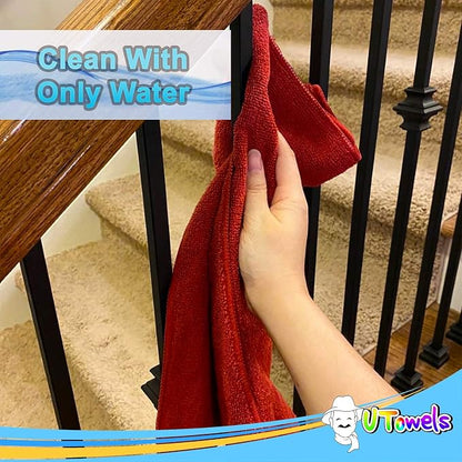 Cleaning Towel Wash-Cloth - Large 27" x 16" Microfiber Rags - Highly Absorbent, Lint Free Streak Free for House, Kitchen, Car, Window Detailing Reusable Shop Towels (6-Pack, Black)
