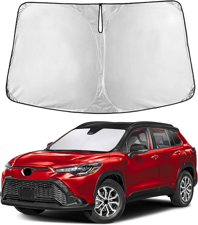 EcoNour Windshield Sunshade Compatible for Toyota Corolla Cross 2022-2024 2025 2026, Sun Visor for Front Windshield & Window Sun Shade Cover, UV Heat Blocker & Protector, Car Accessories