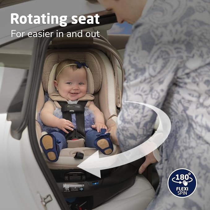Maxi-Cosi Peri 180 Rotating Infant Car Seat, Baby Car Seat Rotating Carseat, Natural Heritage