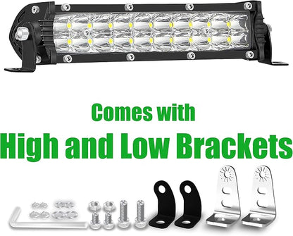 7 Inch Slim LED Light Bar for Truck Tractor, 12V-60V Small LED Work Light Pods Off Road Auxiliary Fog Lights 60W 6000lm, ATV Lawn Mower Golf Cart Pit Dirt Bike MTB eBike Night Riding Headlight Mods