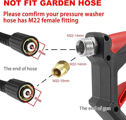 Tool Daily Short Pressure Washer Gun with Foam Cannon, Dual Connector Accessory, 1/4 Inch Quick Connect, 5 Spray Nozzle Tips, 1 Liter