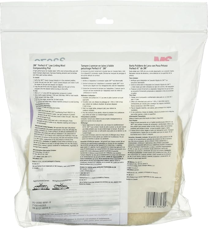 Perfect-It 3M Low Linting Wool Compounding Pad, 33279, 9 in
