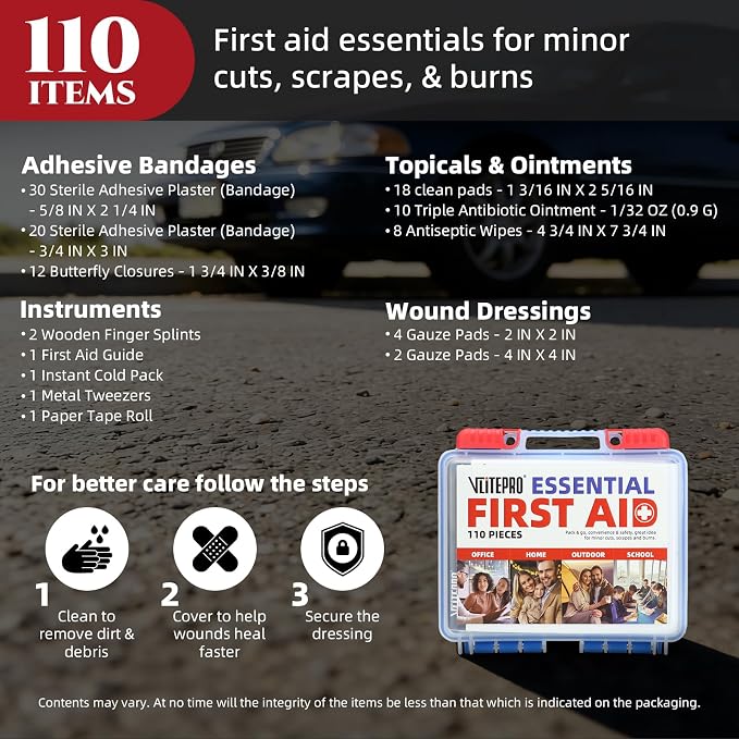 Car Emergency Kit,Roadside Emergency Car Kit for Vehicles,with Portable Air Compressor,Jumper Cable for Women,Men,Teen