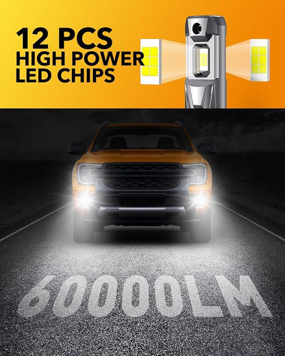 OXILAM H11 H8 H9 LED Bulb, 1000% Ultra-Brightness, 3 Min Quick Install, 20 Years Lifespan, No Flicker, 99% Compatibility, Pack of 2
