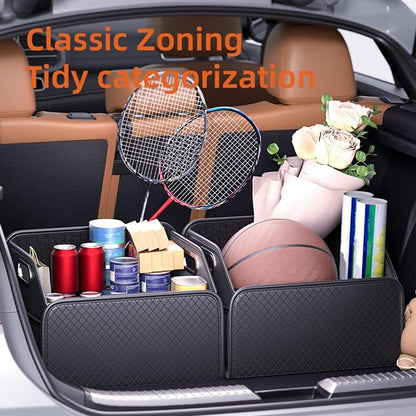 Car Trunk Organizer and Car Storage,Collapsible Multi-Compartment Car Organizers, Waterproof foldable luggage bag with 4 pockets，Suitable for any car