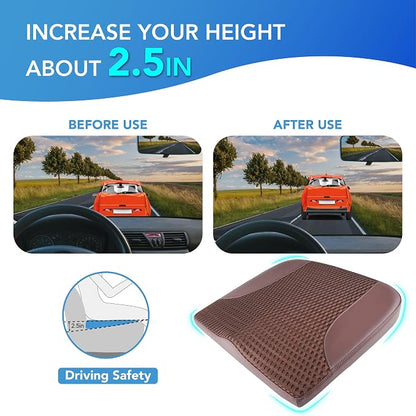 Lofty Aim Car Seat Cushion, Comfortable Memory Foam Seat Pillow for Driving, Sciatica-Back Pain Relief, Cushion for Car-Truck, Office, Wheelchair - Brown