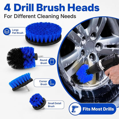 30 PCS Car Detailing Kit - Car Cleaning Wash Brush Set, Auto Interior Detailing Washing Brush Kit Tool, Car Cleaning Supplies, Exterior Wheel Drill Brush, Automotive Tools Detailing Brushes