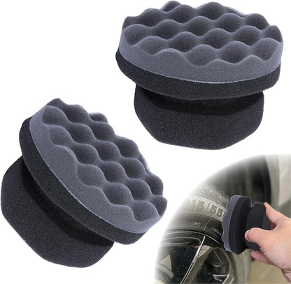 2 PCS Tire Shine Applicator Pad, Hex Grip Tire Dressing Applicator, Reusable Tire Foam Sponge, Tire Shine Brush, Car Detailing Sponge for Rubber Tires, Vinyl & Plastic Trim