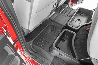 Rough Country All Weather Floor Mats for Nissan Frontier Crew Cab (2022-2025) - Non-Slip Waterproof Flexible Floor Mat, Front & Rear Set