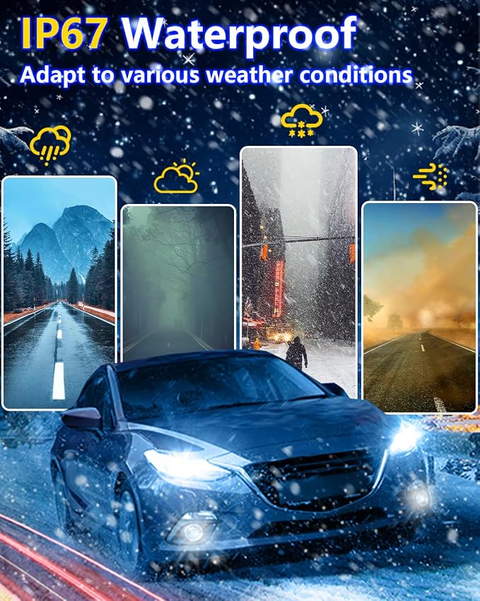 rimthin 9005/HB3 H11/H8/H9/H16 LED Bulbs Combo, 120W 32000 LM Super Bright 6000K Cool White Led Fog Lights, IP67 Waterproof, Pack of 4, 9005+H11